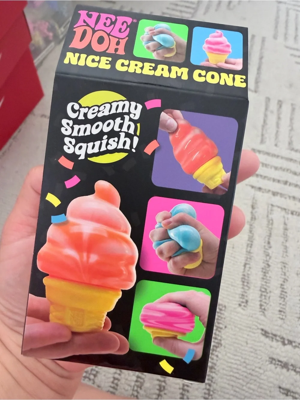 Needoh Nice Cream Cone Squishy Toy - Pink & Yellow